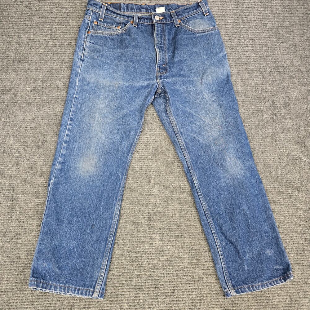 Vtg Levi's 505 Jeans Mens Tag 36x29 Actual 34x28 USA Red Batwing Straight Leg
